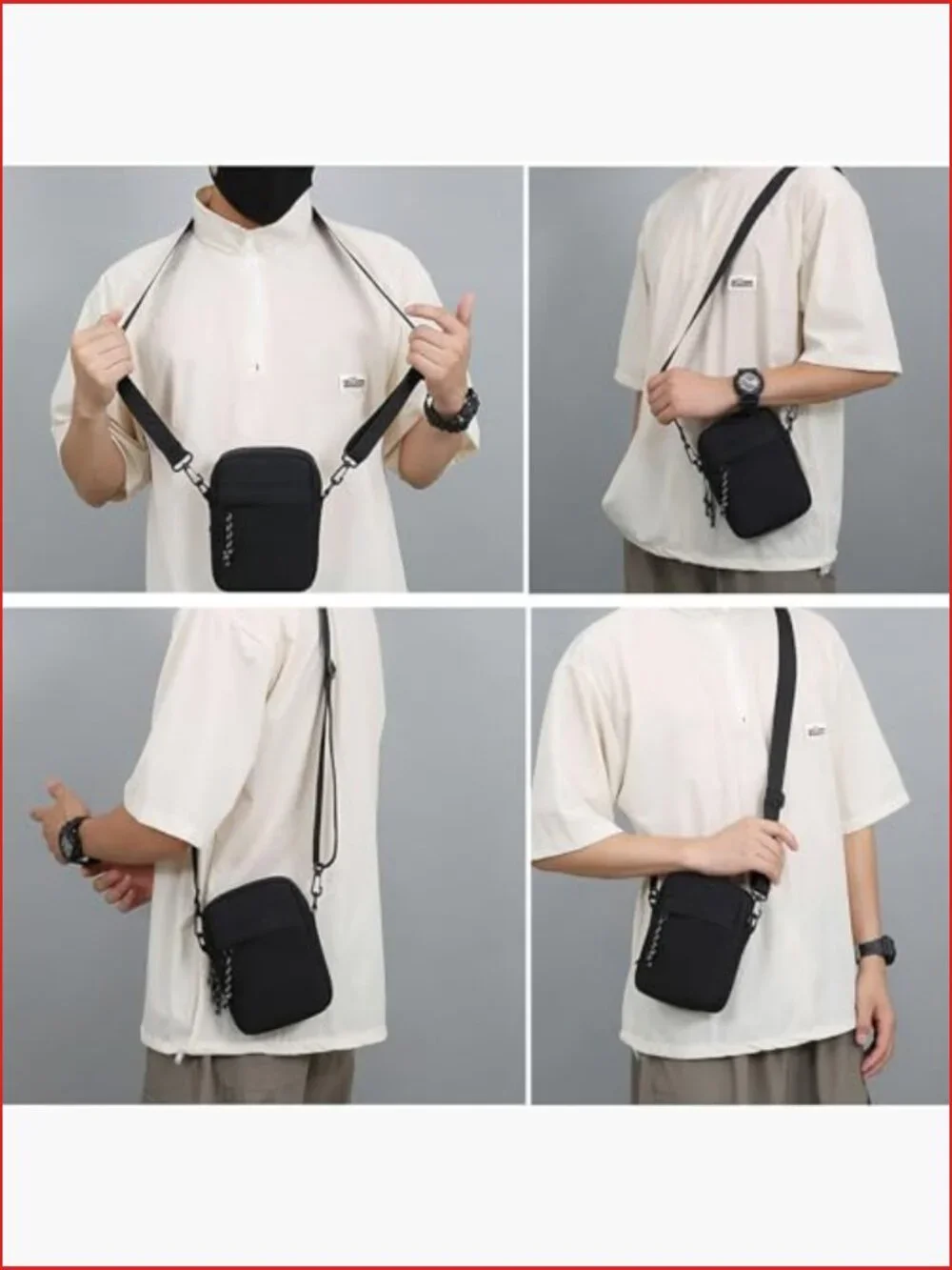 Small Messenger Bag Crossbody Shoulder Purse Nylon Oxford Adjustable Strap Men